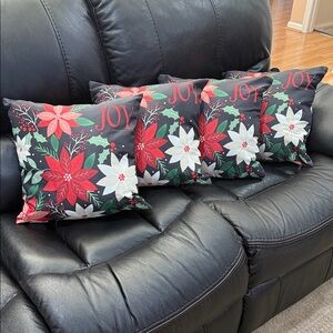 Festive Joy Christmas Holiday Pillow Set of 4